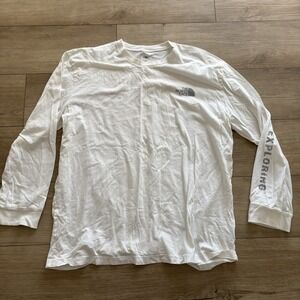 The North Face Mens XL Long Sleeve Logo Tee "Never Stop Exploring" Black White